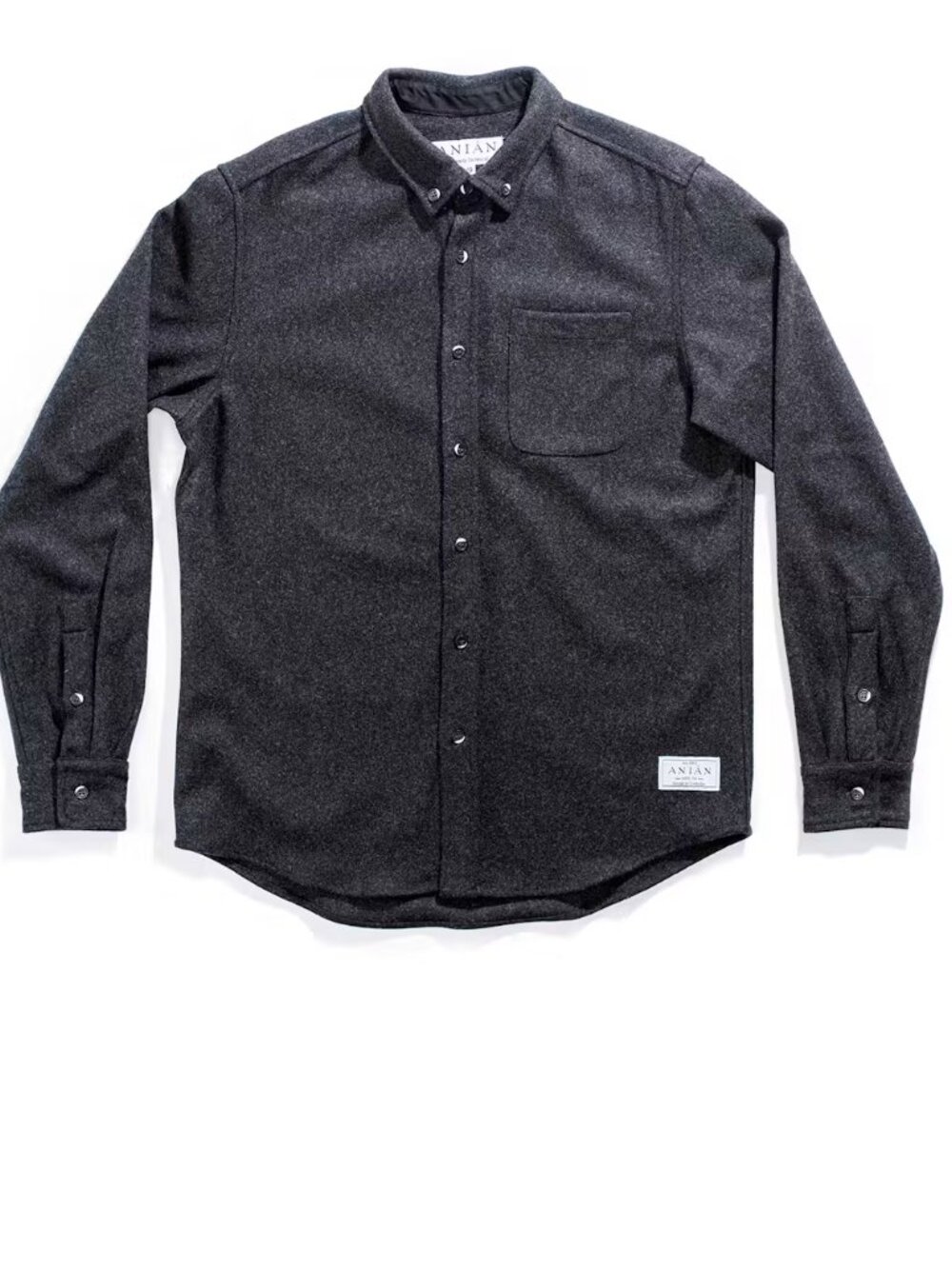 ANIAN Melton Wool Charcoal Grey Shirt